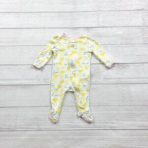 Cloud Island Baby Girl Footed Sleeper Lemon Print Zip Pajamas 0-3 Months